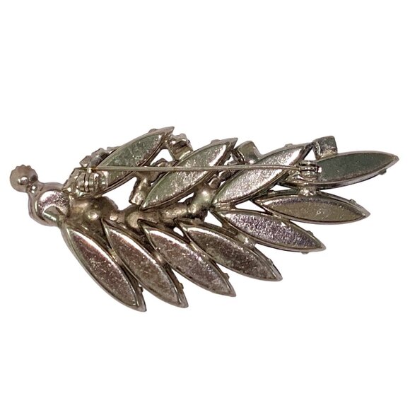 VTG Juliana Style Blue Crystal Leaf Brooch Rainbow Aurora Borealis Rhinestone - Picture 5 of 8